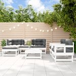 vidaXL Salon de jardin 7 Pièces avec coussins blanc bois massif