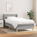 vidaXL Sommier à lattes de lit avec matelas Gris clair 100x200cm Tissu