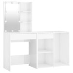 vidaXL Coiffeuse à LED avec armoire Blanc brillant Bois d'ingénierie