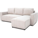 Canapé d'angle convertible réversible 3-4 places - Velours côtelé beige  coffre de rangement - 230 x 155 x Hauteur 71-95 cm