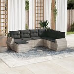 vidaXL Salon de jardin avec coussins 7 Pièces gris clair résine tressée