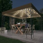 vidaXL Tonnelle avec guirlande lumineuse à LED 3x3 m Taupe