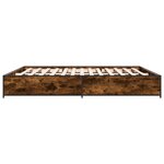 vidaXL Cadre de lit chêne fumé 200x200 cm bois d'ingénierie et métal