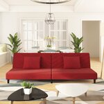 vidaXL Canapé-lit à 2 places et deux oreillers Rouge bordeaux Velours