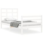 vidaXL Cadre de lit avec tête de lit blanc petit simple bois massif