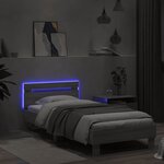 vidaXL Cadre de lit tête de lit et lumières LED sonoma gris 90x200 cm