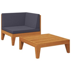 vidaXL Salon de jardin 2 Pièces avec coussins Bois d'acacia solide