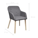 vidaXL Chaises à manger lot de 6 gris clair tissu et chêne massif