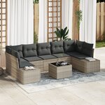 vidaXL Set de Canapé de Jardin 8 Pièces avec Coussins Gris Clair Poly Rattan