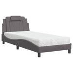 vidaXL Lit avec matelas gris 90x190 cm similicuir