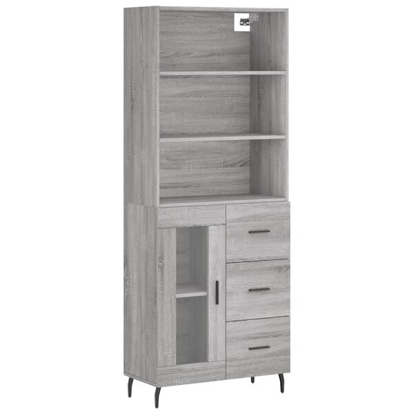 vidaXL Buffet haut Sonoma gris 69 5x34x180 cm Bois d'ingénierie