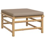 vidaXL Salon de jardin 7 Pièces avec coussins taupe bambou