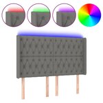vidaXL Tête de lit à LED Gris foncé 163x16x118/128 cm Tissu