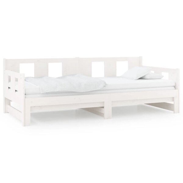 vidaXL Lit coulissant Blanc Bois de pin solide 2x(90x200) cm