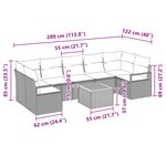 Ensemble de canapé de jardin 8 pièces avec coussins Beige Rotin