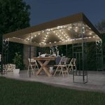 vidaXL Tonnelle avec double toit et lumières LED 3x4 m Taupe