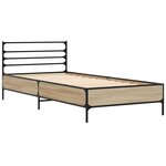 vidaXL Cadre de lit chêne sonoma 90x200 cm bois d'ingénierie et métal