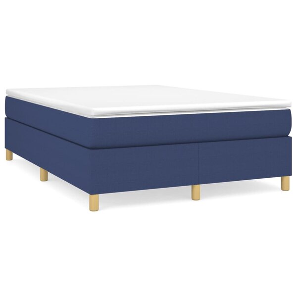 vidaXL Sommier à lattes de lit avec matelas Bleu 140x200 cm Tissu