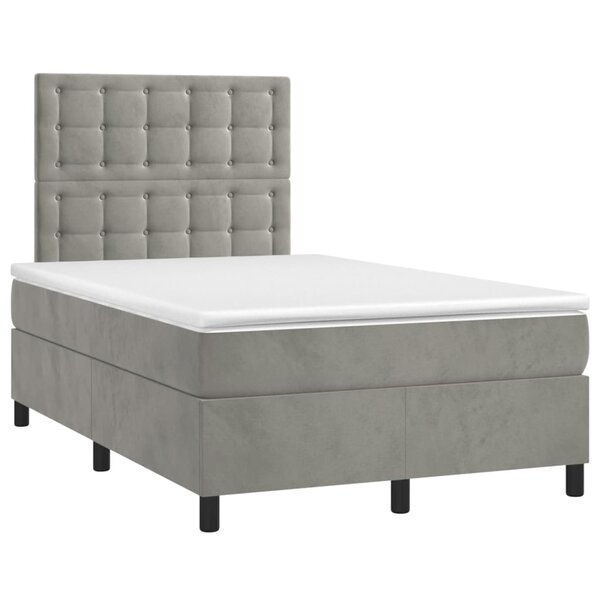 vidaXL Sommier à lattes de lit et matelas gris clair 120x190cm velours