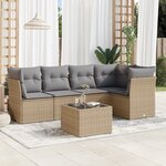 vidaXL Salon de jardin avec coussins 6 Pièces beige résine tressée