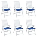 vidaXL Coussins de chaise de jardin lot de 6 bleu royal 40x40x3 cm