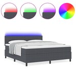 vidaXL Lit à ressorts avec matelas & lumière LED gris foncé en tissu en velours côtelé