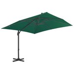 vidaXL Parasol déporté avec mât en aluminium vert 300x300 cm