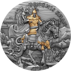 Pièce de monnaie en Argent 5 Dollars g 62.2 (2 oz) Millésime 2024 Legendary Warriors GENGHIS KHAN