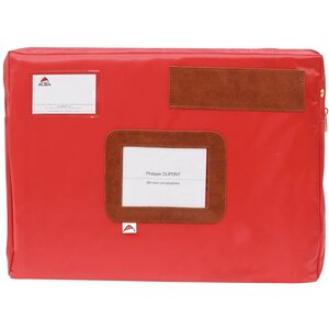 Pochette navette rouge en PVC à soufflet dimensions : 42x32x5cm ALBA