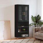 vidaXL Buffet haut Noir 69 5x34x180 cm Bois d'ingénierie
