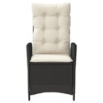 vidaXL Chaise inclinable de jardin avec coussins noir résine tressée