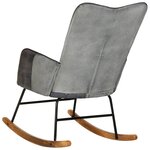 vidaXL Chaise à bascule Gris Cuir véritable et toile