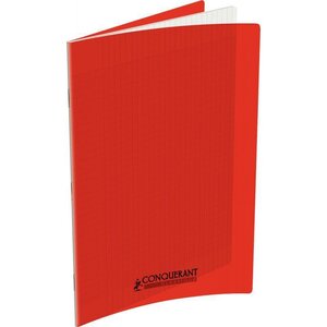 Cahier 48 pages seyès 90 g couverture polypropylène rouge format 24 x 32 cm CONQUERANT