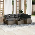 vidaXL Salon de jardin 8 Pièces avec coussins gris résine tressée