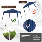 Tonnelle barnum de jardin pop-up pliant 2 4L x 2 4l x 2 5H m acier polyester imperméabilisé anti UV avec sac de transport bleu