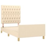 vidaXL Cadre de lit avec tête de lit Crème 100x200 cm Tissu