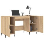 Bureau table poste de travail meuble d'ordinateur informatique étude chêne sonoma 140 x 50 x 75 cm bois d'ingénierie brun 02_0023649