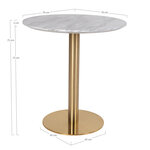 Table de salle à manger plateau aspect marbre et pied laiton Ø 70 x 75cm