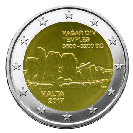 Monnaie 2 euros commémorative malte 2017 - temples néolithiques