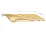 vidaXL Auvent automatique capteur de vent LED 450x350cm Jaune et blanc