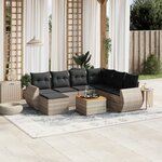 vidaXL Salon de jardin 8 Pièces avec coussins gris résine tressée