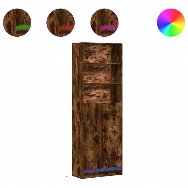 vidaXL Buffet haut avec LED chêne fumé 69x32 5x200cm bois d’ingénierie