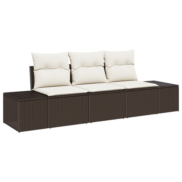 vidaXL Ensemble de Canapé de Jardin 3 pièces avec Coussins en Poly Rotin Marron