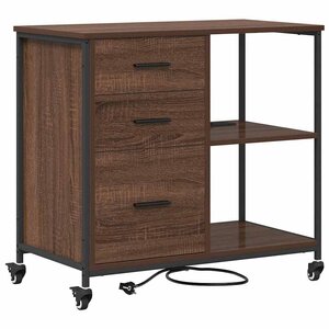 vidaXL Cabinet de Bureau avec roue Chêne marron 76 x 41 x 72 cm