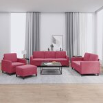 vidaXL Ensemble de canapés 4 Pièces rouge bordeaux velours