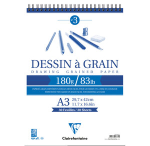 Bloc dessin à grain RI A3 180g 30F CLAIREFONTAINE