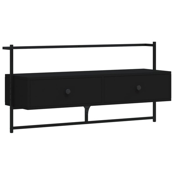 vidaXL Meuble TV mural noir 100 5x30x51 cm bois d'ingénierie