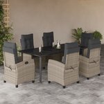 vidaXL Ensemble à manger de jardin et coussins 7 Pièces gris clair rotin