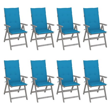 vidaXL Chaises inclinables de jardin et coussins lot de 8 bois acacia