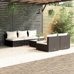 vidaXL Salon de jardin 6 Pièces avec coussins résine tressée noir